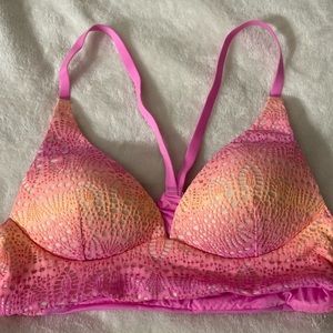 pink and orange lightly lined plunge bra